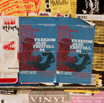 846385 Afbeelding van affiches voor het Freedom Jazz Festival op 4 en 5 mei (1984) op een muur in Utrecht.